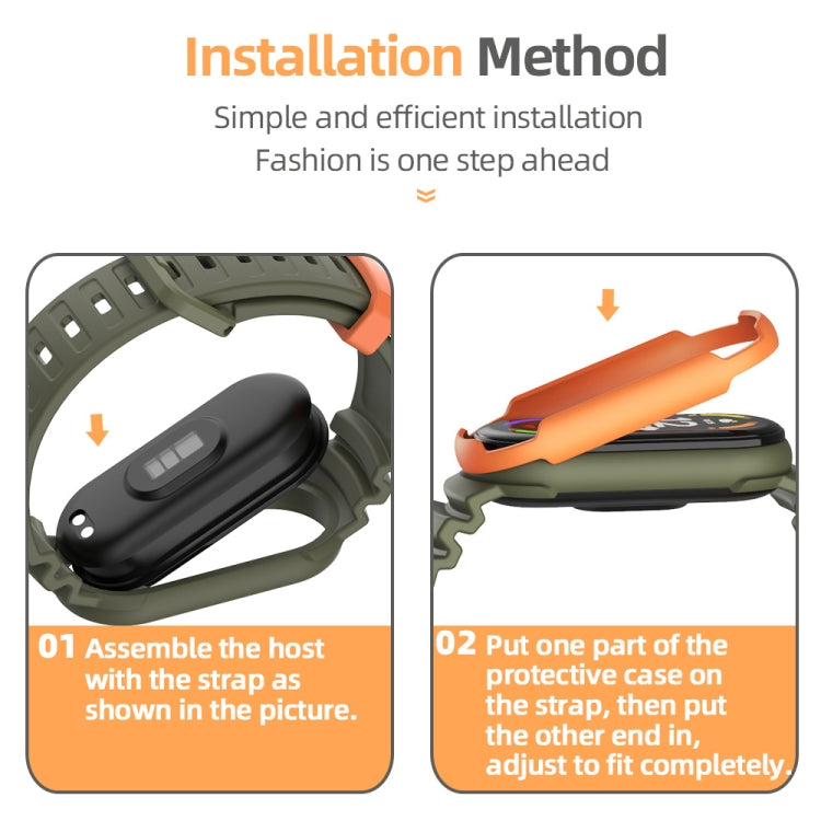 For Xiaomi Mi Band 5 / 6 / 7 MIJOBS GS Unibody Two-color Watch Band(Army Green Orange) - Watch Bands by MIJOBS | Online Shopping South Africa | PMC TechLife | Buy Now Pay Later Mobicred