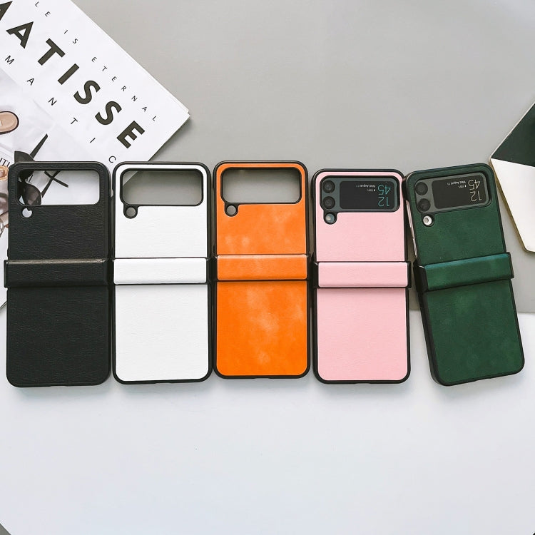 For Samsung Galaxy Z Flip4 5G Two-color Litchi Texture PU Phone Case(Pink) - free shipping - PMC TechLife - Order now!