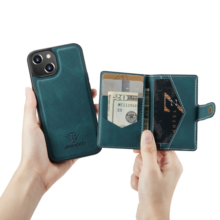 For iPhone 14 JEEHOOD Retro Magnetic Detachable Leather Phone Case (Blue) - iPhone 14 Cases by JEEHOOD | Online Shopping South Africa | PMC TechLife | Buy Now Pay Later Mobicred