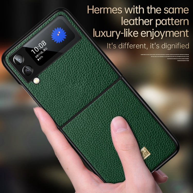 For Samsung Galaxy Z Flip4 SULADA Shockproof TPU + Handmade Leather Phone Case(Black) - free shipping - PMC TechLife - Order now!