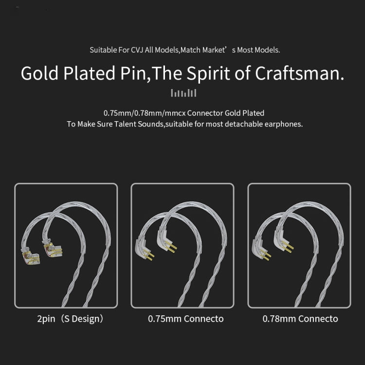 CVJ V7 1.25m 4-Cores Silver-plated 3.5mm Elbow Earphone Cable, Model:0.75mm No Mic(Silver) - Cable & Splitter by CVJ | Online Shopping South Africa | PMC TechLife | Buy Now Pay Later Mobicred