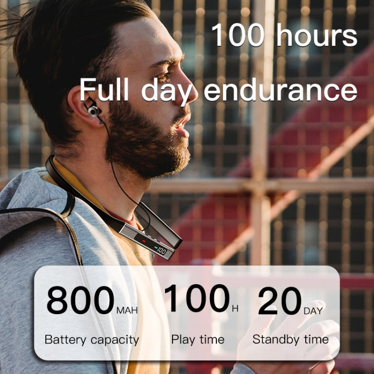 k18 Wireless Bluetooth Neck-mounted Magnetic Noise Cancelling Earphone with Digital Display Function(Blue) - Neck-mounted Earphone by PMC TechLife | Online Shopping South Africa | PMC TechLife