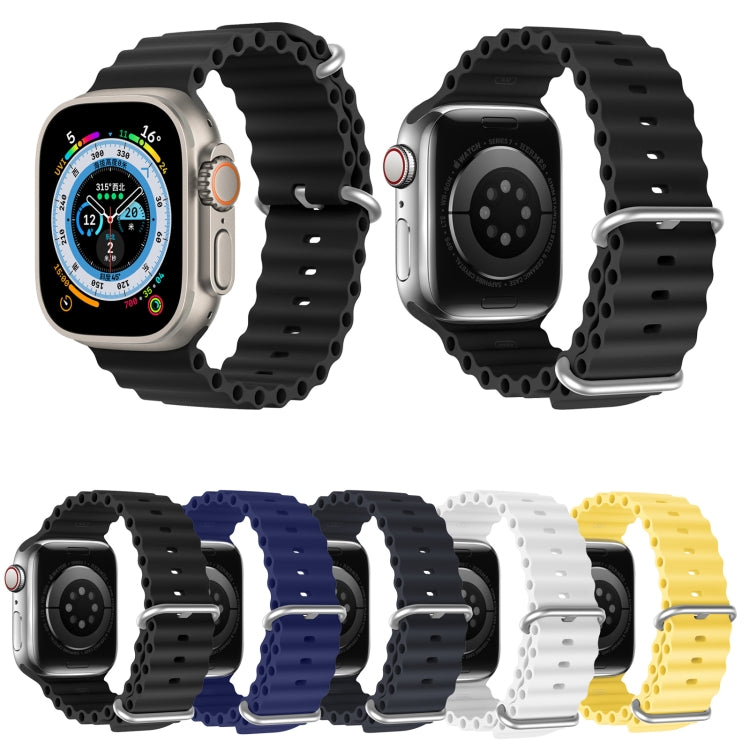 DUX DUCIS Sea Wave Silicone Watch Band For Apple Watch Series 8&7 45mm / SE 2&6&SE&5&4 44mm / 3&2&1 42mm(Yellow) - Watch Bands by DUX DUCIS | Online Shopping South Africa | PMC TechLife | Buy Now Pay Later Mobicred