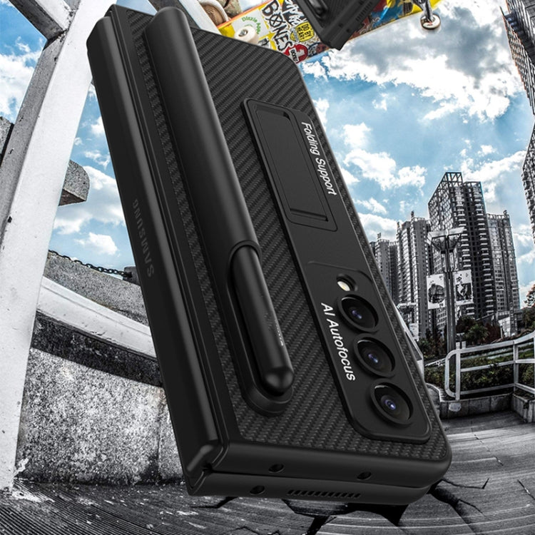 For Samsung Galaxy Z Fold4 GKK Ultra-thin Shockproof Leather Protective Case with Holder & Pen Slots(Silver) - free shipping - PMC TechLife - Order now!