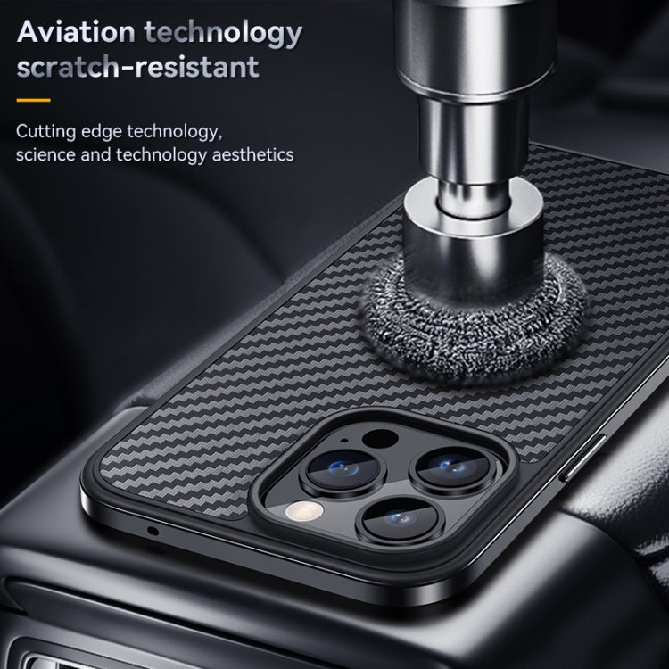 For iPhone 14 Pro SULADA Carbon Fiber Textured Shockproof Metal + TPU Frame Case(Black) - iPhone 14 Pro Cases by SULADA | Online Shopping South Africa | PMC TechLife | Buy Now Pay Later Mobicred