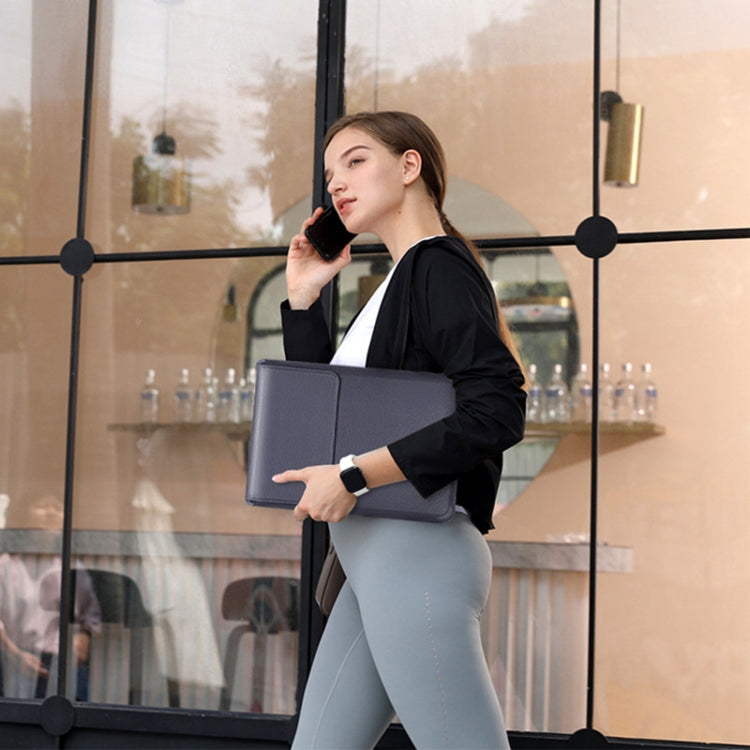 For MacBook 12 / 14 inch PU Leather 4 in 1 Laptop Bag with Functional Bracket(Dark Blue) - Protective Bags by PMC TechLife | Online Shopping South Africa | PMC TechLife