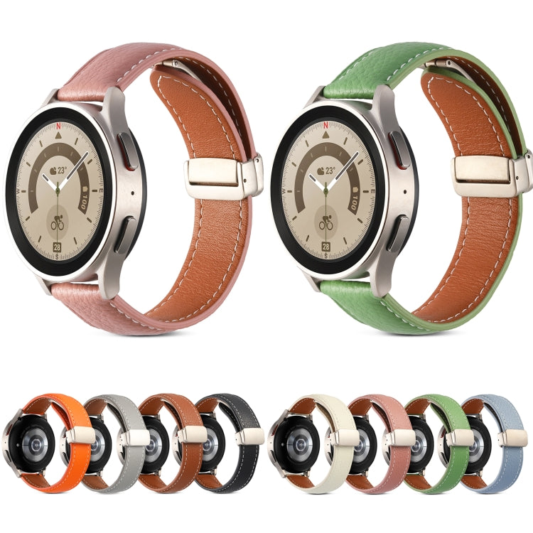For Coros Pace 2/Coros Apex 42mm Universal Folding Buckle Genuine Leather Watch Band(Orange) - free shipping - PMC TechLife - Order now!