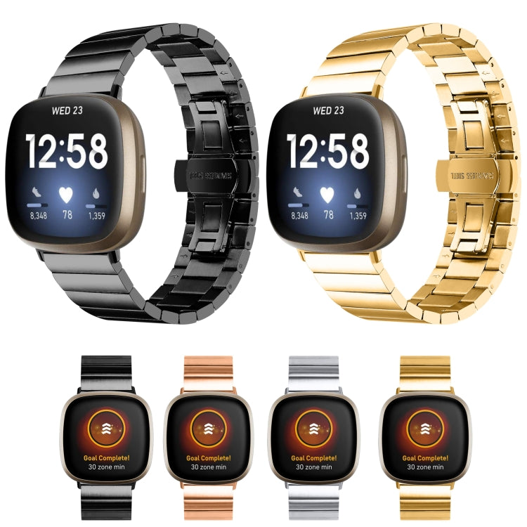 For Fitbit Versa 4 / Sense 2 Universal Butterfly Buckle Metal Watch Band(Rose Gold) - free shipping - PMC TechLife - Order now!