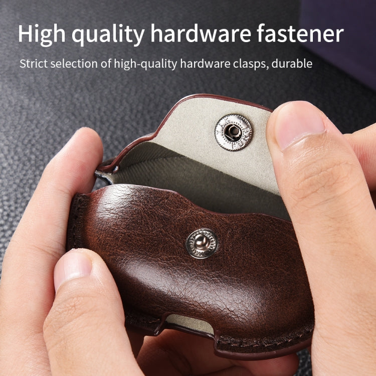 For Huawei FreeBuds Pro Business Leather Earphone Protective Case with Hook(Dark Brown) - Huawei Earphone Case by PMC TechLife | Online Shopping South Africa | PMC TechLife
