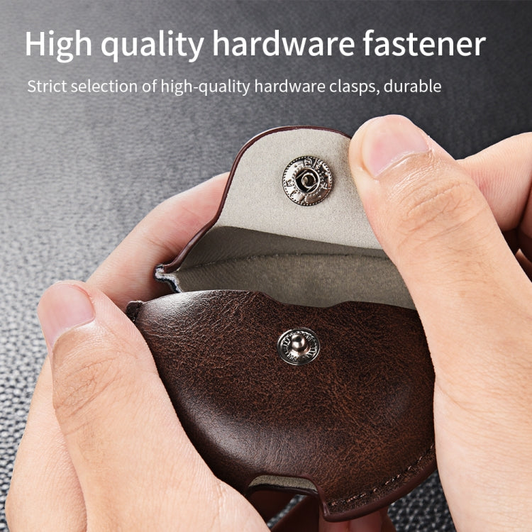 For Huawei FreeBuds 4i / 5i Business Leather Earphone Protective Case with Hook(Dark Brown) - Huawei Earphone Case by PMC TechLife | Online Shopping South Africa | PMC TechLife | Buy Now Pay Later Mobicred