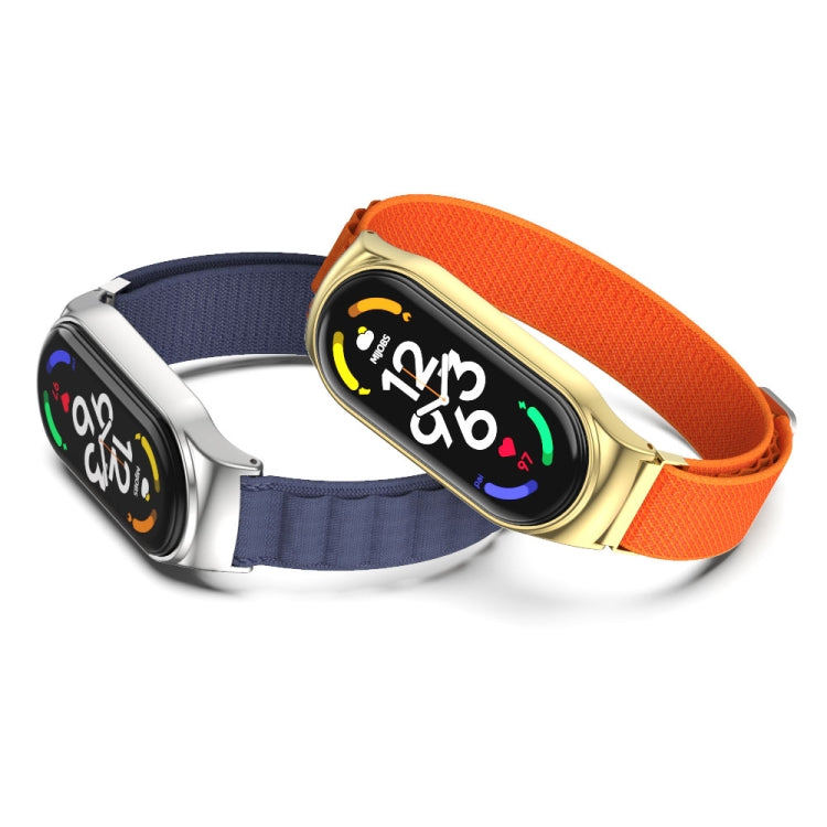 For Xiaomi Mi Band 7 / 7 NFC MIJOBS PLUS Nylon Breathable Watch Band(Army Green Silver) - Watch Bands by MIJOBS | Online Shopping South Africa | PMC TechLife | Buy Now Pay Later Mobicred