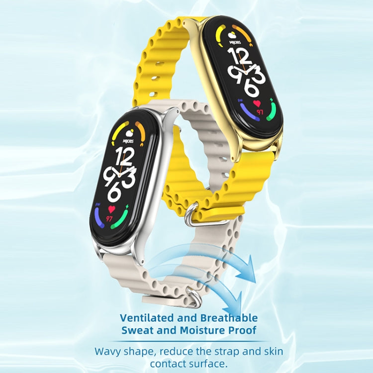 For Xiaomi Mi Band 7 / 7 NFC MIJOBS PLUS Marine Silicone Breathable Watch Band(Yellow Silver) - Watch Bands by MIJOBS | Online Shopping South Africa | PMC TechLife | Buy Now Pay Later Mobicred