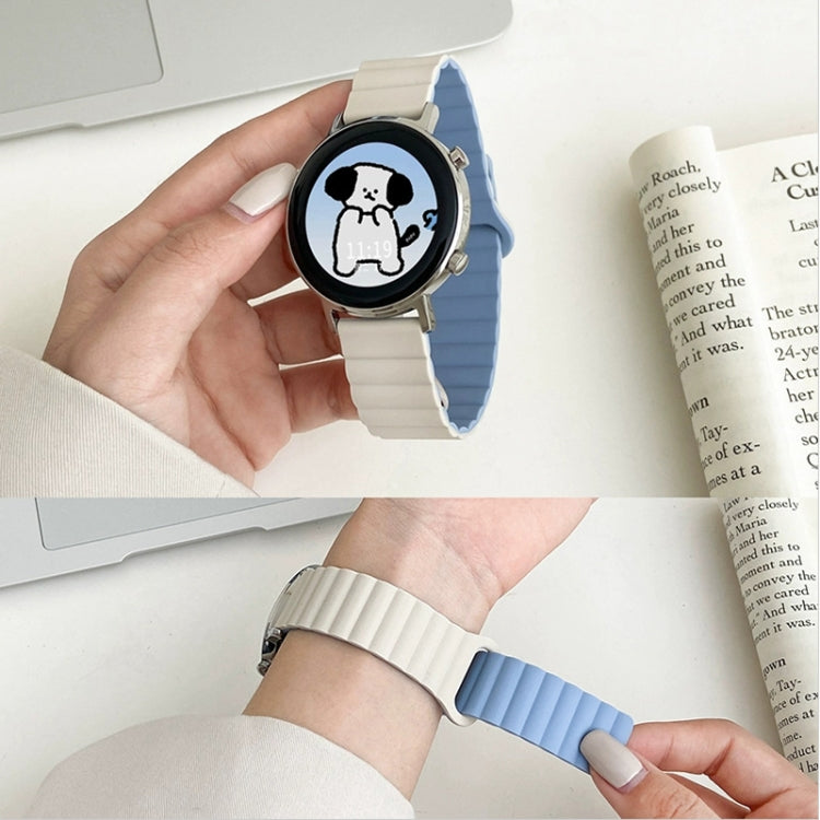 For Google Pixel Watch Reverse Buckle Magnetic Silicone Watch Band(White Blue) - free shipping - PMC TechLife - Order now!