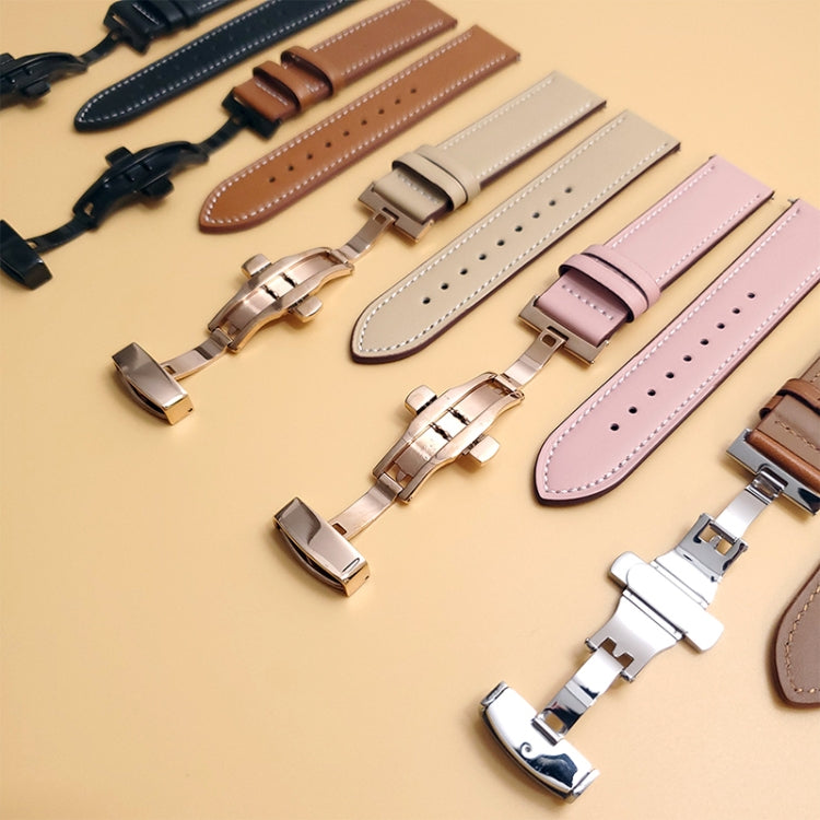 For Google Pixel Watch Butterfly Buckle Genuine Leather Watch Band(Rose Gold White) - free shipping - PMC TechLife - Order now!