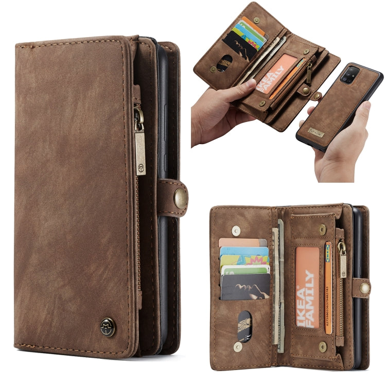 For Galaxy A71 CaseMe Detachable Multifunctional Horizontal Flip Leather Case, with Card Slot & Holder & Zipper Wallet & Photo Frame(Brown) - Galaxy Phone Cases by CaseMe | Online Shopping South Africa | PMC TechLife | Buy Now Pay Later Mobicred