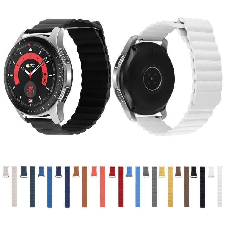 Compatible with Garmin Compatible witherunner 255S / Venu 2S 18mm Universal Magnetic Loop Leather Watch Band(Khaki) - Watch Bands by PMC TechLife | Online Shopping South Africa | PMC TechLife | Buy Now Pay Later Mobicred