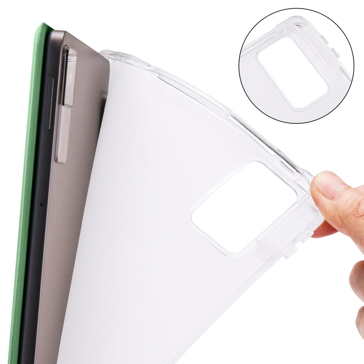 For Xiaomi Redmi Pad 10.61 3-folding Transparent TPU Smart Leather Tablet Case with Pen slot(Matcha Green) - free shipping - PMC TechLife - Order now!
