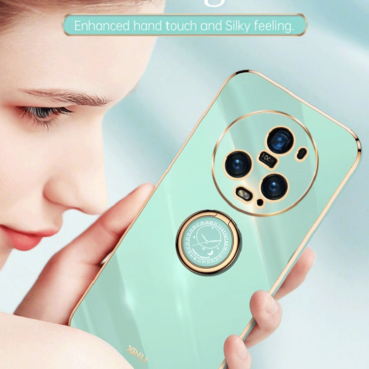 For Honor Magic5 Pro 5G XINLI Straight Edge 6D Electroplate TPU Phone Case with Ring Holder(White) - Honor Cases by XINLI | Online Shopping South Africa | PMC TechLife | Buy Now Pay Later Mobicred