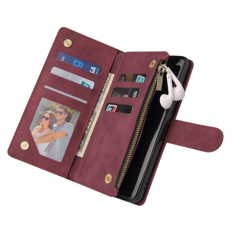 For Xiaomi Redmi Note 12 5G Global India / Poco X5 Multifunctional Multi-Card Wallet Phone Leather Case(Wine Red) - free shipping - PMC TechLife - Order now!