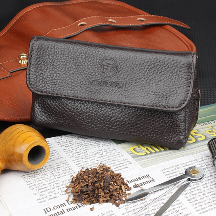 FIREDOG CL07 Portable Handcrafted Cowhide Double Pipe Bag(Black) - Cigarette Box & Ashtrays by FIREDOG | Online Shopping South Africa | PMC TechLife | Buy Now Pay Later Mobicred