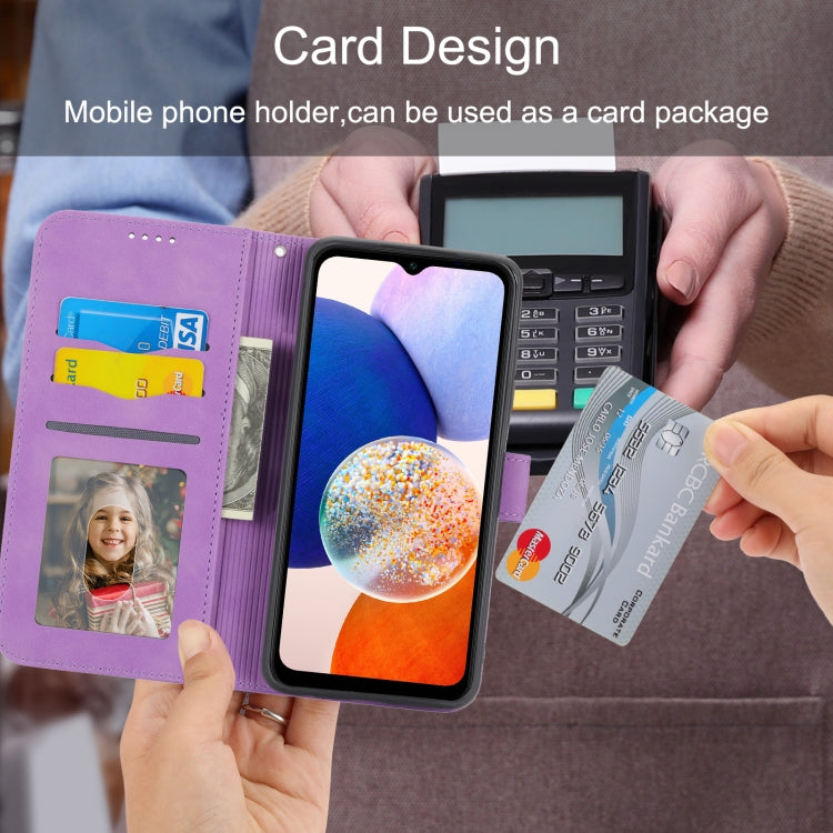 For Samsung Galaxy M14 5G Global Dierfeng Dream Line TPU + PU Leather Phone Case(Purple) - free shipping - PMC TechLife - Order now!