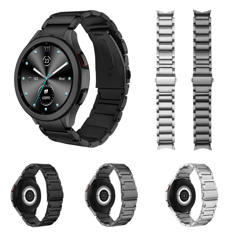 For Samsung Galaxy Watch5 / Watch5 Pro / Watch4 / Watch4 Classic Universal Titanium Alloy Three Plants Flat Buckle Watch Band(Black) - Smart Wear by PMC TechLife | Online Shopping South Africa | PMC TechLife