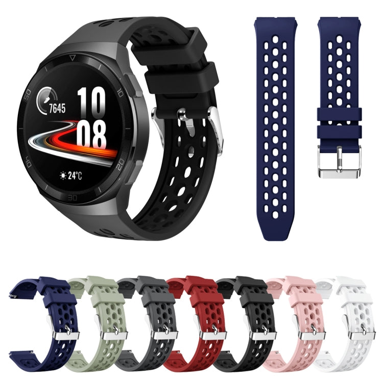 For Huawei Watch GT 2e Solid Color Round Hole Silicone Watch Band(Grey) - Smart Wear by PMC TechLife | Online Shopping South Africa | PMC TechLife