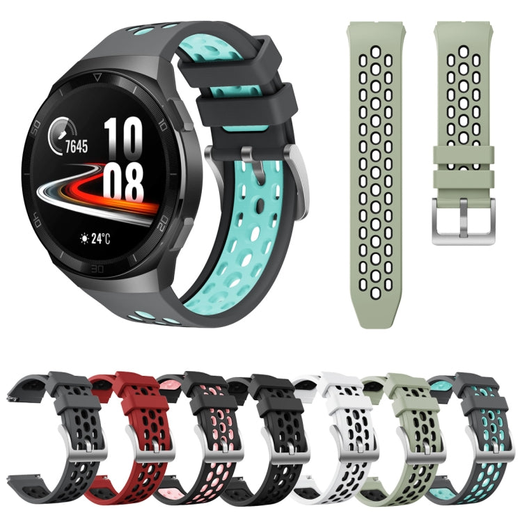 For Huawei Watch GT 2e Two Color Round Hole Silicone Watch Band(White Balck) - Smart Wear by PMC TechLife | Online Shopping South Africa | PMC TechLife