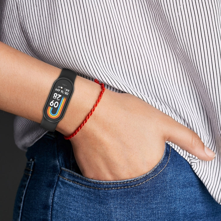 For Xiaomi Mi Band 8 Solid Color Stainless Steel Plug Replacement Watch Band (Blue) - Watch Bands by PMC TechLife | Online Shopping South Africa | PMC TechLife