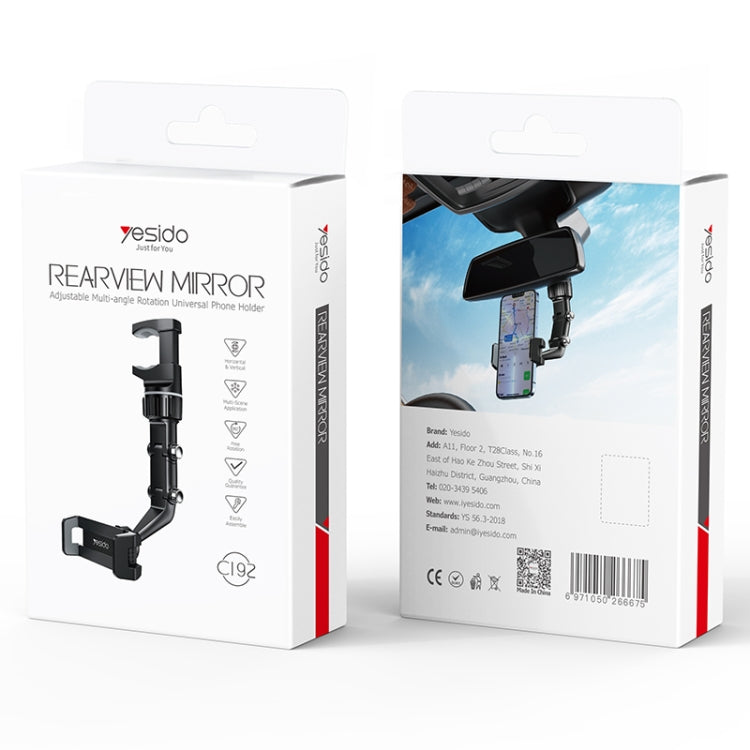 Yesido C192 Car Rearview Mirror Using Phone Holder(Black) - Universal Car Holders by Yesido | Online Shopping South Africa | PMC TechLife | Buy Now Pay Later Mobicred