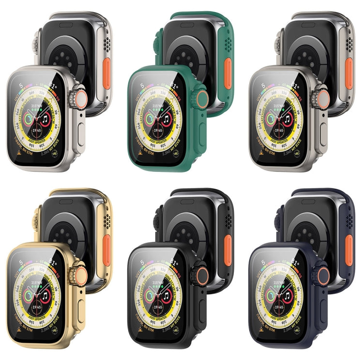 For Apple Watch Series 8 & 7 45mm Tempered Film + PC Integrated Watch Protective Case(Black) - by PMC TechLife | Online Shopping South Africa | PMC TechLife