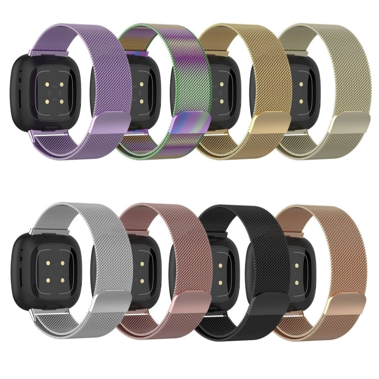 For Fitbit Versa 4 Milanese Magnetic Metal Weave Watchband, Small Size(Light Purple) - by PMC TechLife | Online Shopping South Africa | PMC TechLife