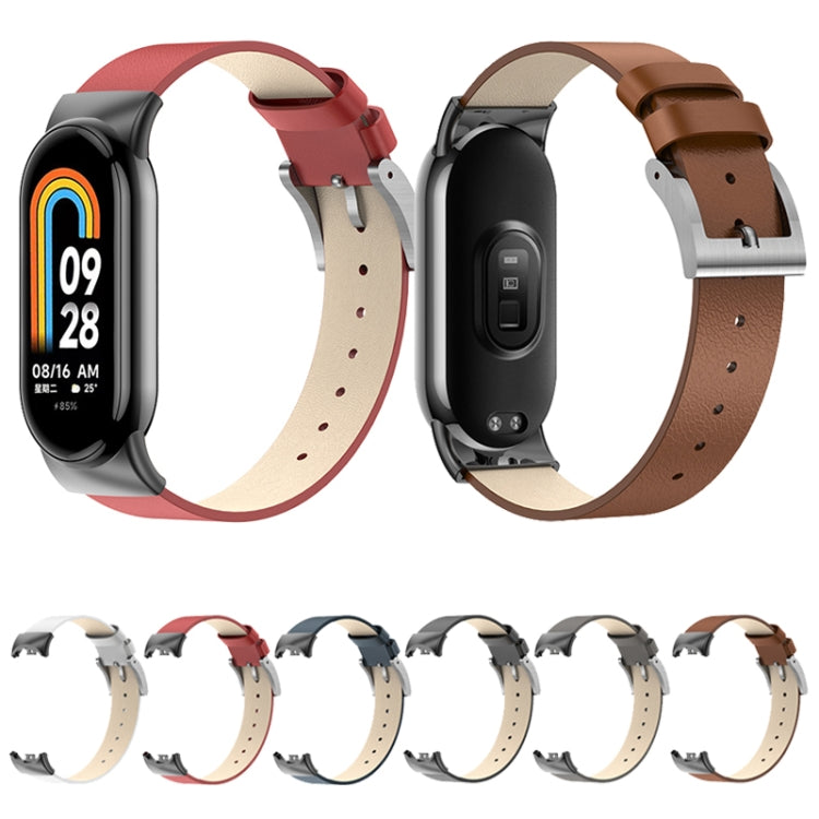 For Xiaomi Mi Band 8 Leather Replacement Watch Band(Brown) - by PMC TechLife | Online Shopping South Africa | PMC TechLife