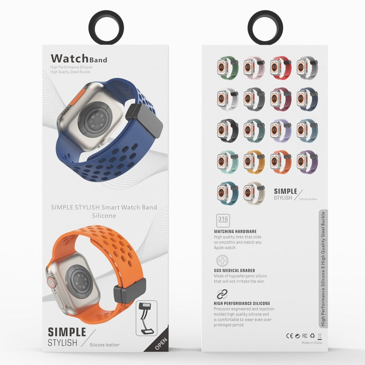 Magnetic Clasp Silicone Watch Band For Apple Watch Ultra 49mm / Series 8&7 45mm / SE 2&6&SE&5&4 44mm / 3&2&1 42mm(Blue) - by PMC TechLife | Online Shopping South Africa | PMC TechLife