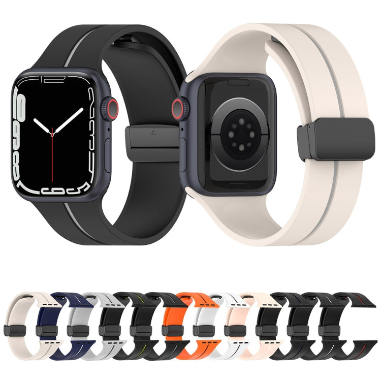 Two Color Folding Buckle Silicone Watch Band For Apple Watch 38mm(White+Black) - by PMC TechLife | Online Shopping South Africa | PMC TechLife