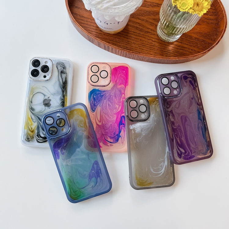 For iPhone 13 Pro Max Oil Painting Electroplating TPU Phone Case(Purple) - iPhone 13 Pro Max Cases by PMC TechLife | Online Shopping South Africa | PMC TechLife