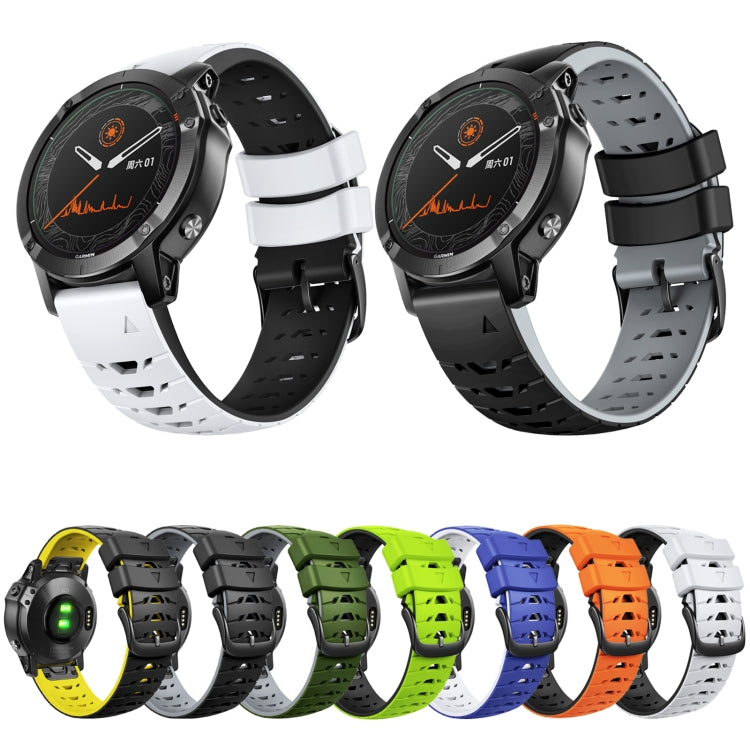 For Garmin Fenix 7 22mm Trapezoidal Quick Release Silicone Watch Band(Green Black) - by PMC TechLife | Online Shopping South Africa | PMC TechLife