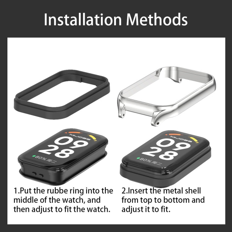 For Xiaomi Smart Band 8 Active / Redmi Band 2 Mijobs Metal Shell + Milan Magnetic Metal Watch Band(Black) - free shipping - PMC TechLife - Order now!