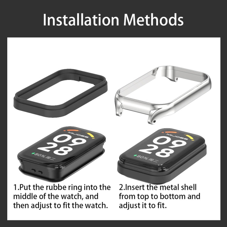 For Xiaomi Smart Band 8 Active / Redmi Band 2 Mijobs Metal Shell + Milan Buckle Metal Watch Band(Rose Gold) - Watch Bands by MIJOBS | Online Shopping South Africa | PMC TechLife | Buy Now Pay Later Mobicred