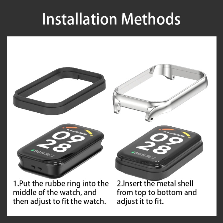 For Xiaomi Smart Band 8 Active / Redmi Band 2 Mijobs Metal Shell + Three-Bead Stainless Steel Watch Band(Gold) - free shipping - PMC TechLife - Order now!