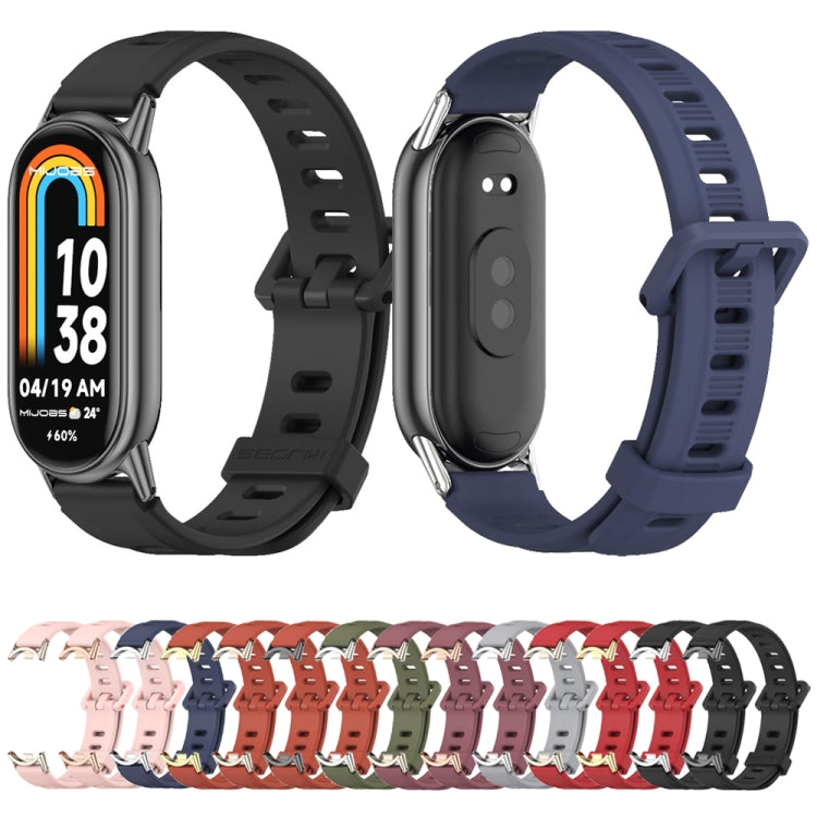 For Xiaomi Mi Band 8 / 9 / 9 NFC Mijobs Flat Hole Breathable Silicone Watch Band(Midnight Blue+Silver) - Watch Bands by MIJOBS | Online Shopping South Africa | PMC TechLife | Buy Now Pay Later Mobicred