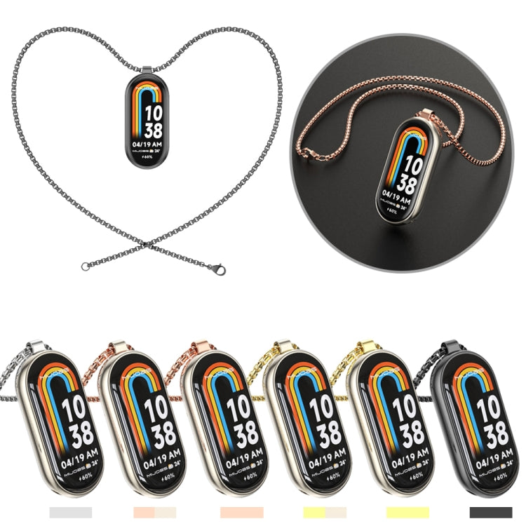 For Xiaomi Mi Band 8 / 9 / 9 NFC Mijobs Metal Pendant Stainless Steel Watch Necklace(Rose Gold) - Watch Bands by MIJOBS | Online Shopping South Africa | PMC TechLife | Buy Now Pay Later Mobicred