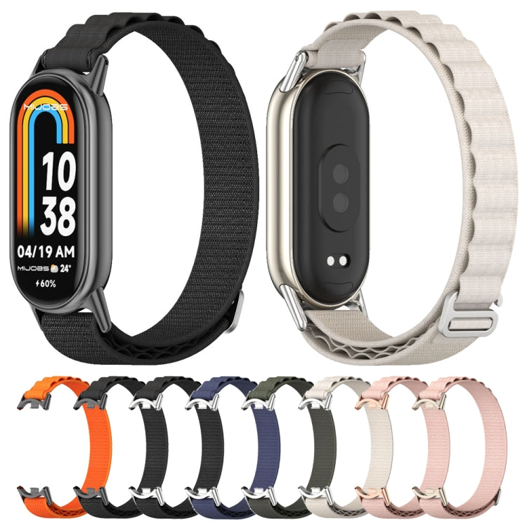 For Xiaomi Mi Band 8 / 9 / 9 NFC Mijobs Nylon Breathable Watch Band(Black Silver) - Watch Bands by MIJOBS | Online Shopping South Africa | PMC TechLife | Buy Now Pay Later Mobicred