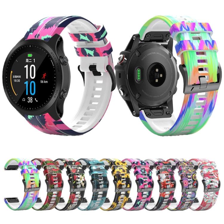 For Garmin Tactix 7 Pro / Fenix 7X / 6X Pro Printing Quick Release Silicone Watch Band(Rose) - Watch Bands by PMC TechLife | Online Shopping South Africa | PMC TechLife