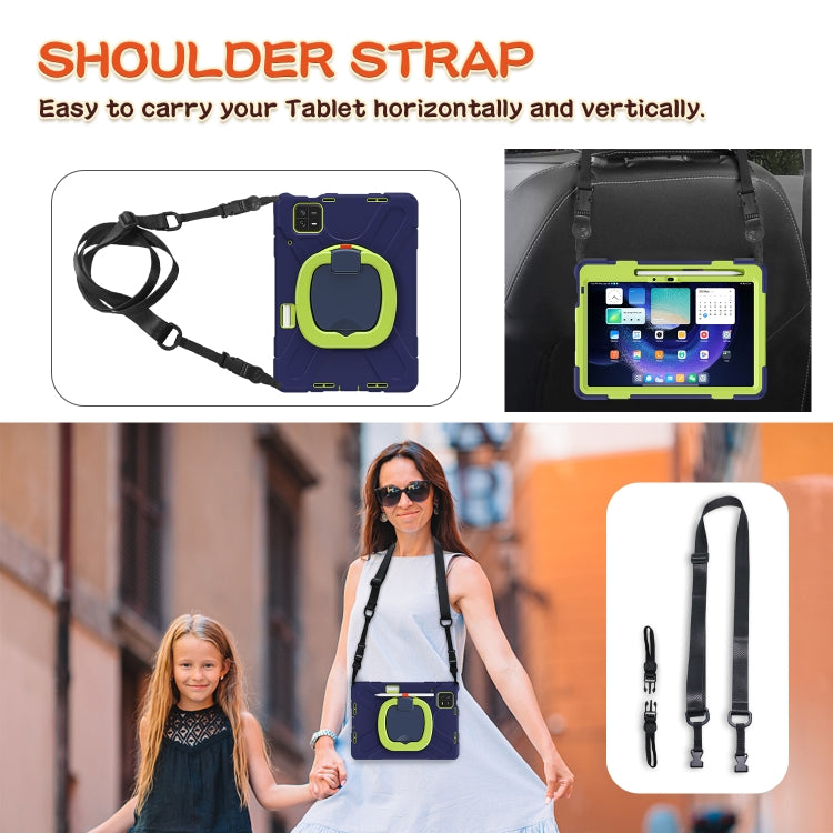 For Xiaomi Pad 6 / 6 Pro Silicone Hybrid PC Tablet Case with Holder & Shoulder Strap(Navy Blue Olivine) - by PMC TechLife | Online Shopping South Africa | PMC TechLife
