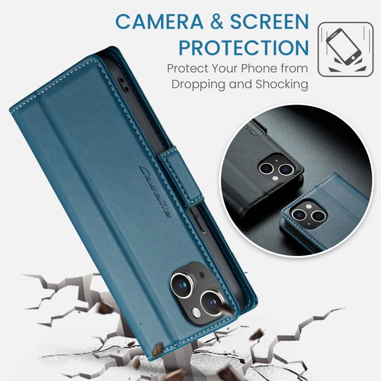 For iPhone 14 Plus CaseMe 023 Butterfly Buckle Litchi Texture RFID Anti-theft Leather Phone Case(Blue) - iPhone 14 Plus Cases by CaseMe | Online Shopping South Africa | PMC TechLife | Buy Now Pay Later Mobicred