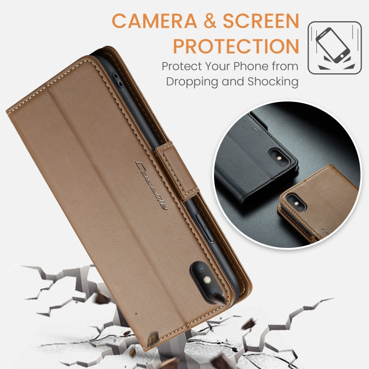 For iPhone XS Max CaseMe 023 Butterfly Buckle Litchi Texture RFID Anti-theft Leather Phone Case(Brown) - More iPhone Cases by CaseMe | Online Shopping South Africa | PMC TechLife