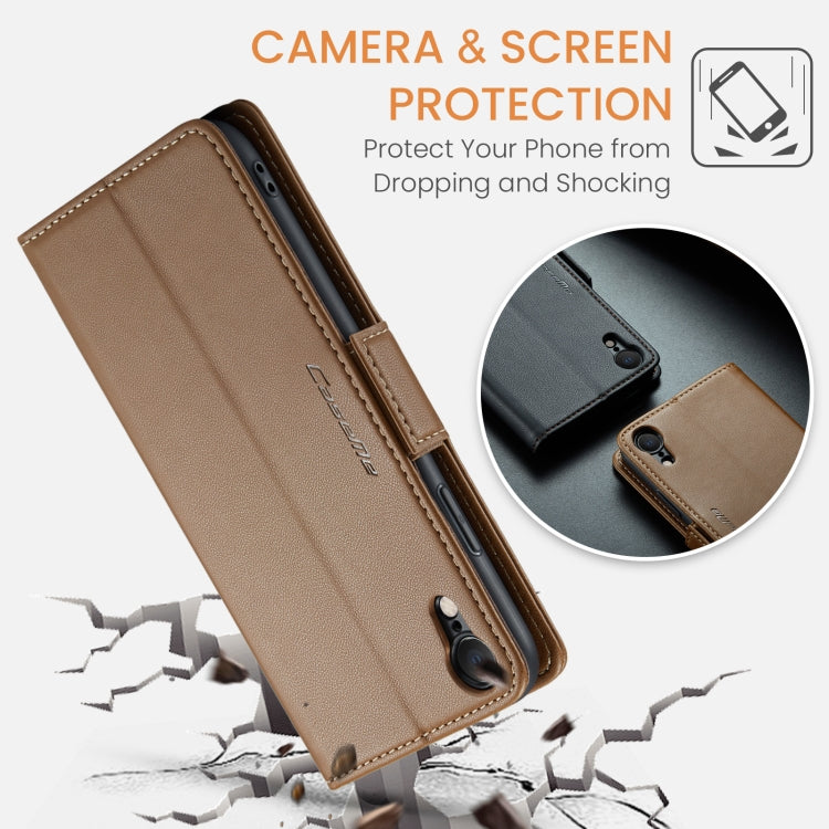 For iPhone XR CaseMe 023 Butterfly Buckle Litchi Texture RFID Anti-theft Leather Phone Case(Brown) - More iPhone Cases by CaseMe | Online Shopping South Africa | PMC TechLife | Buy Now Pay Later Mobicred