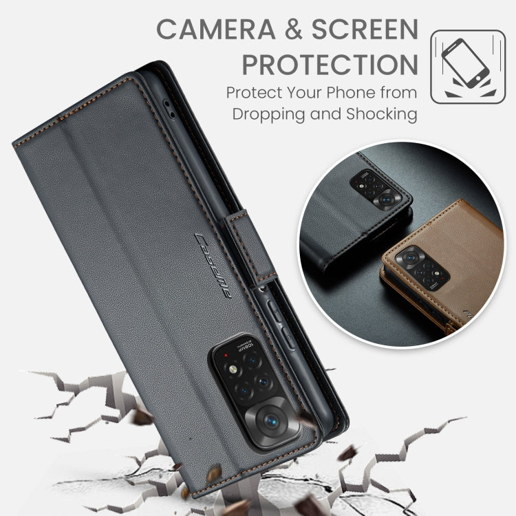 For Xiaomi Redmi Note 11 4G Global/Note 11S Global CaseMe 023 Butterfly Buckle Litchi Texture RFID Anti-theft Leather Phone Case(Black) - free shipping - PMC TechLife - Order now!