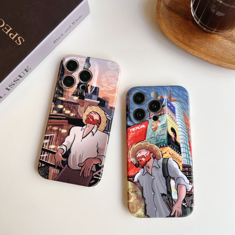 For iPhone 14 Pro Max Precise Hole Oil Painting Pattern PC Phone Case(Puppy) - iPhone 14 Pro Max Cases by PMC TechLife | Online Shopping South Africa | PMC TechLife